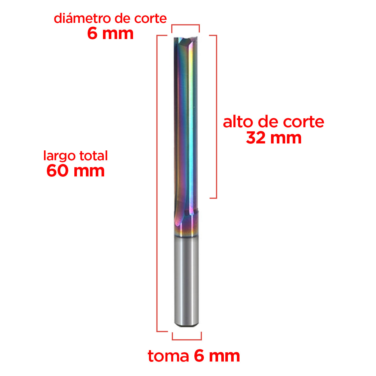 Fresa recta 6x32mm DLC