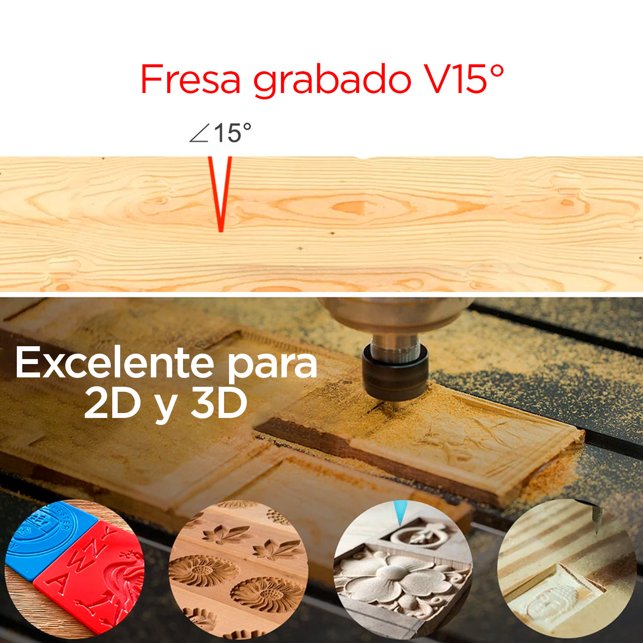 Fresa grabado V15° (juego de 2 unidades)