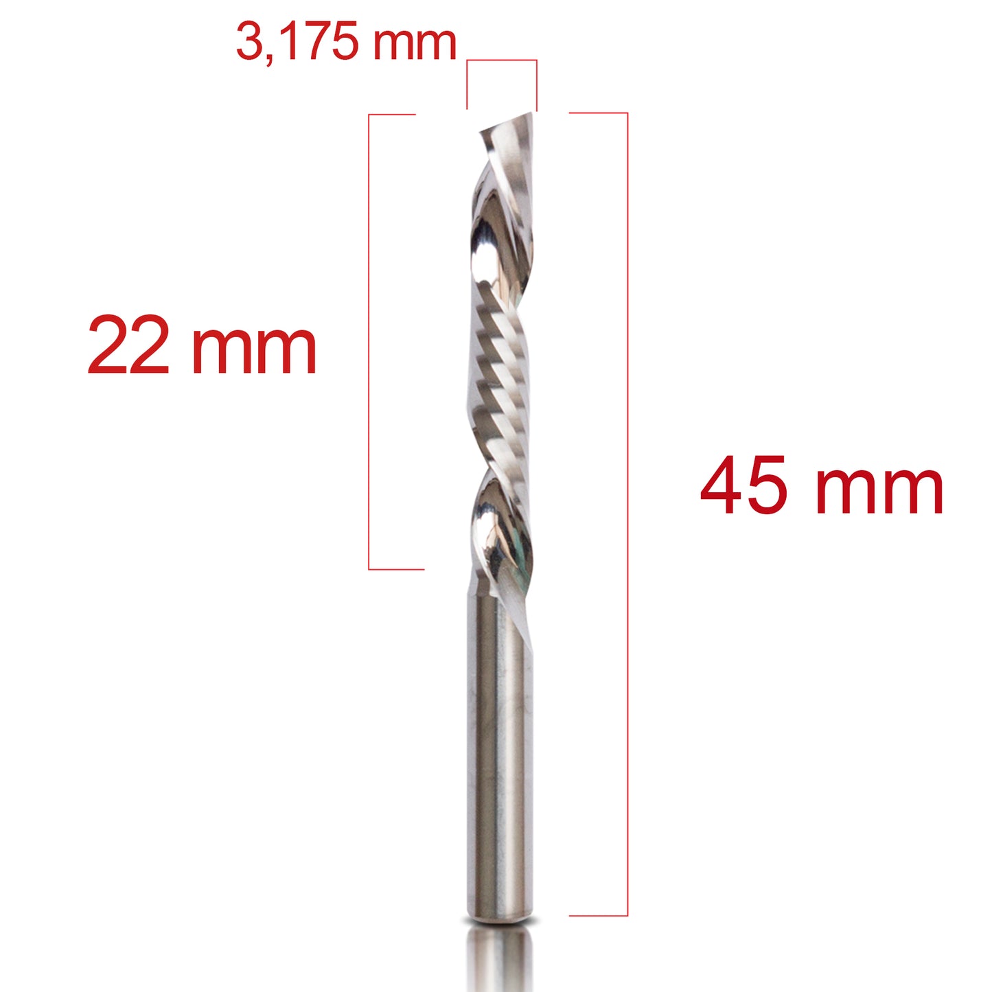 Fresa helicoidal Downcut 3,175x22mm