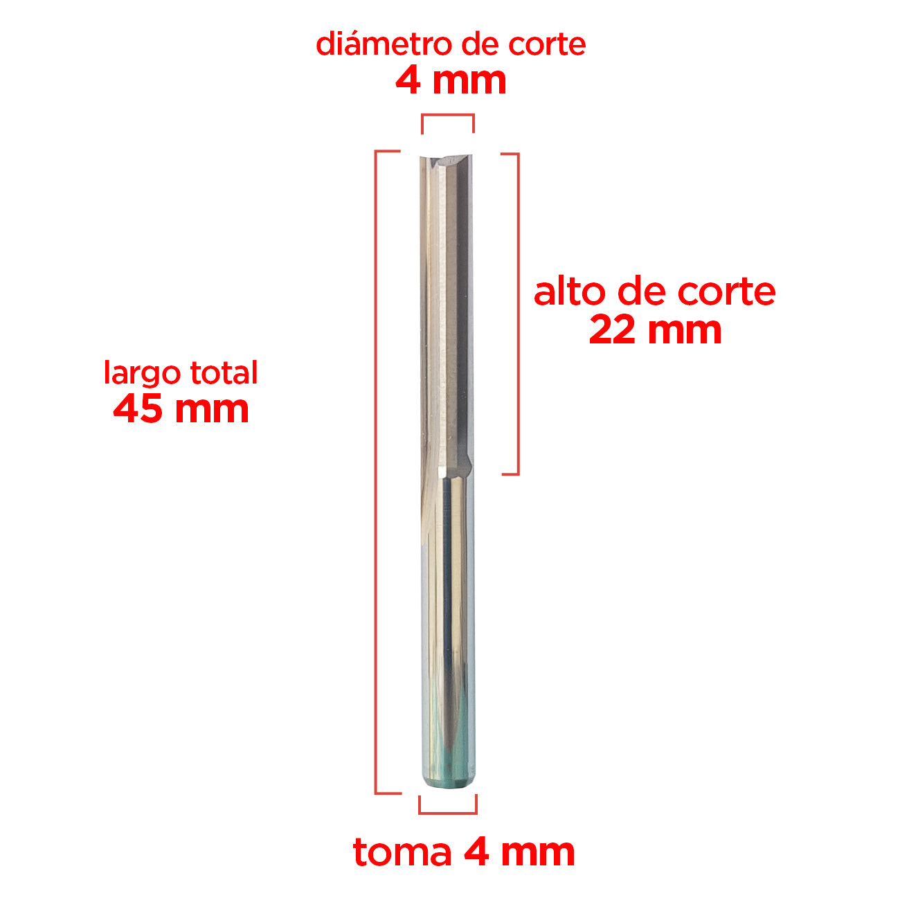 Fresa recta 4x22mm