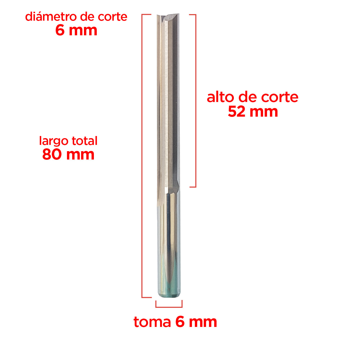 Fresa recta 6x52mm