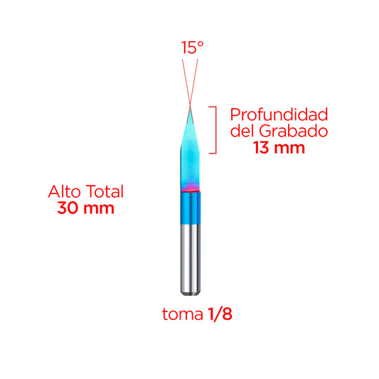 Fresa grabado V15°  (juego de 2 unidades)