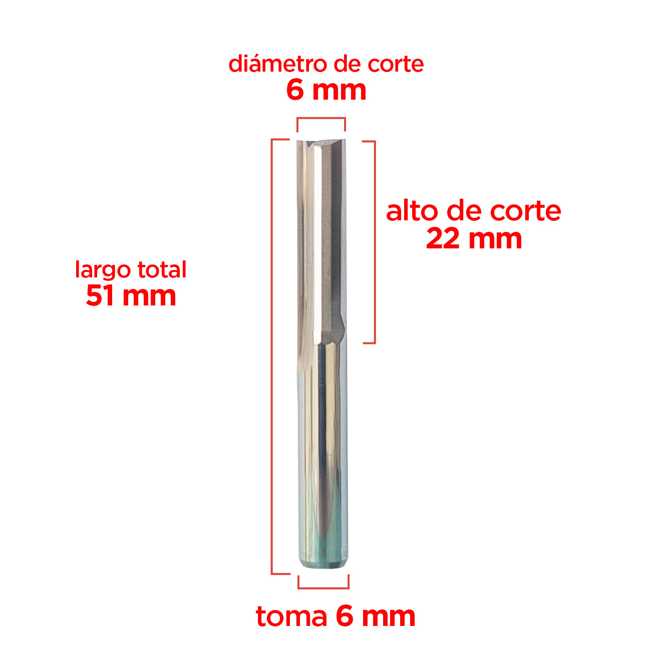 Fresa recta 6x22mm